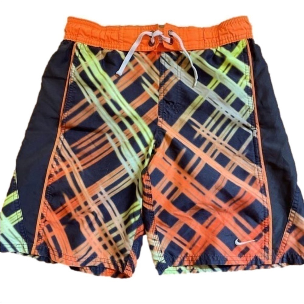 Nike Boys Small Orange and Black Swim Trunks